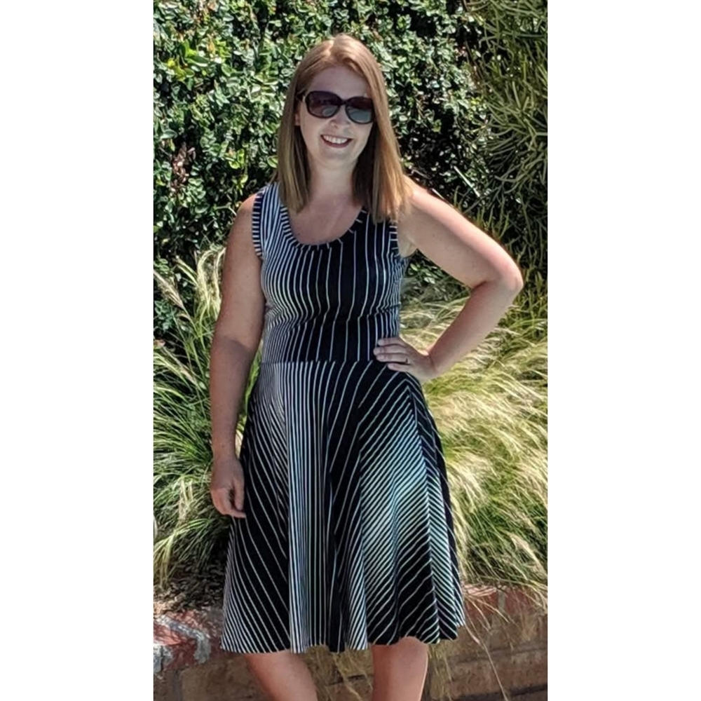 LuLaRoe Black and White Striped Fit-and-Flare Dress